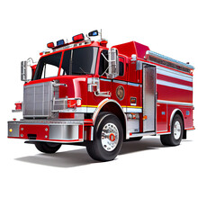 Red Fire Engine On A Transparent Background. AI Generator