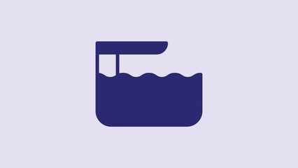 Poster - Blue Diving board or springboard icon isolated on purple background. 4K Video motion graphic animation