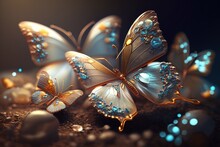 Butterflies Made With Luxury Items And Precious Stones. Generative Ai