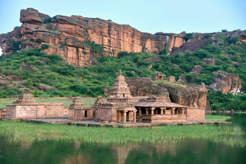 Wall Mural - Sunset at the 5th to 7th century Bhutanatha Temples on the banks of the Agastya lake