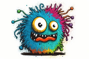 doodle styled cute and adorable monster drawn, colourful maskot, generative ai