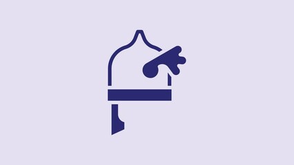 Sticker - Blue Viking in horned helmet icon isolated on purple background. 4K Video motion graphic animation