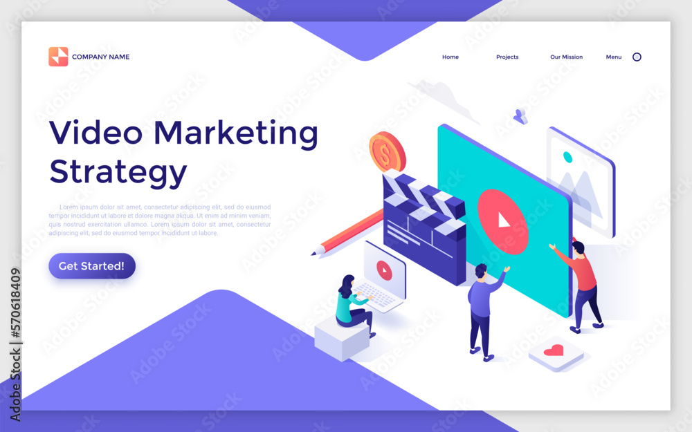 Vector Isometric Landing Page Template Stock Vector | Adobe Stock