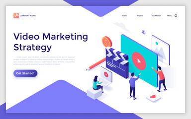 Vector Isometric Landing Page Template