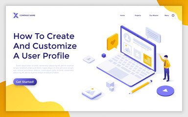 Vector Isometric Landing Page Template