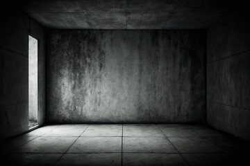 Poster - old room,Grungy concrete wall and floor background ,empty old room backdrops.3D illustration