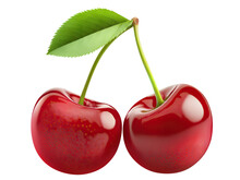 Delicious Cherries Cut Out. Based On Generative AI