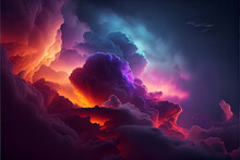 Stormy Art Sky With Dramatic Clouds From An Approaching Thunderstorm At Sunset. High Quality Ai Generated Illustration