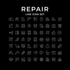 Wall Mural - Set line icons of house repair