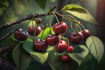 Wall Mural - cherries on the tree