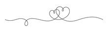 Love With Two Hearts Sign. One Continuous Line Art Drawing For Valentine's Day. Vector Illustration