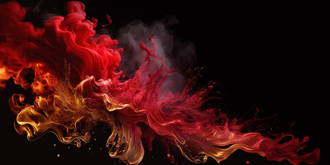 Abstract red colorful ink splash in water background , Generative Ai