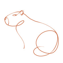 Cute Capybara Line Art Illustration