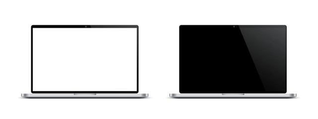 Poster - Modern laptop mockup with black and white monitor - vector