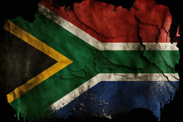 South Africa flag on black background, ai generated