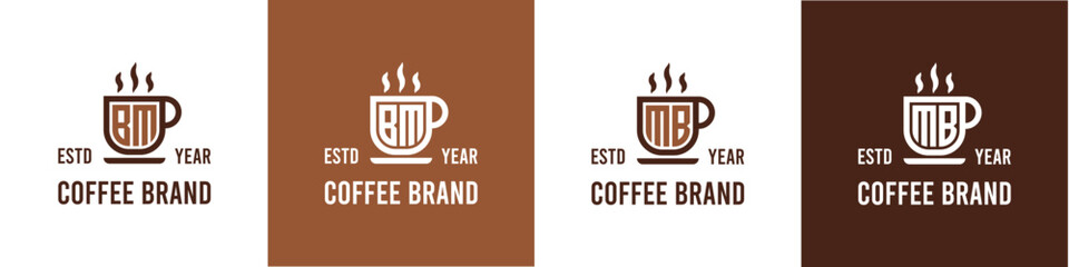 Letter BM and MB Coffee Logo, suitable for any business related to Coffee, Tea, or Other with BM or MB initials.