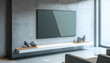 © Prasanth - 4K TV flat screen lcd or oled, plasma, realistic illustration, White blank monitor mockup. wide flatscreen monitor hanging on the wall