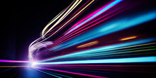 Abstract Long Exposure Dynamic Speed Light Trails Background. Generative Ai