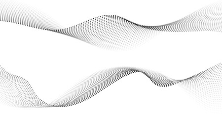 Leinwandbilder - Flowing dots particles wave pattern halftone gradient curve shape isolated on transparent background. Vector in concept of technology, science, music, modern flowing geometric backdrop.