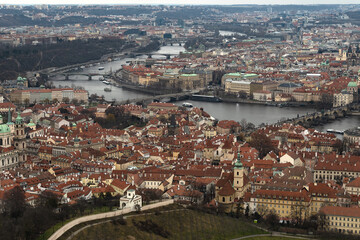 Panoramic aerial views of the city of prague