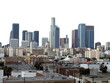 Downtown Los Angeles skyline isolated with cut out sky.