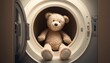 teddy bear in the washing machine, ai generated 