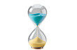 an hourglass with yellow blue sand isolated on transparent background Close up