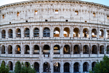 Wall Mural - Amphitheater colosseum Rome Italy blue clouds sky