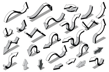simple set of isometric icons of insoles black and white style, vector format, stylish flat design for the website, collection of cursors for business