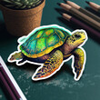 Cute Colourful Turtle Sticker