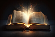 Holy Bible With Light Emitting From It, Generative Ai