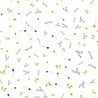 © Prozo - Seamless pattern with flowers. Simple vector flowers. Leaves, branches. Pattern with ornamental grasses. Flat style. Fabric design, textiles, print.