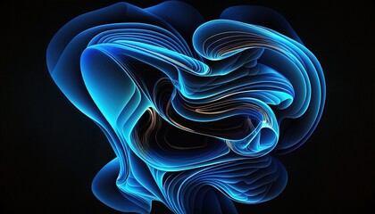 Wall Mural - Abstract blue 3D Business Technology Aurora Silk Background created with generative ai technology