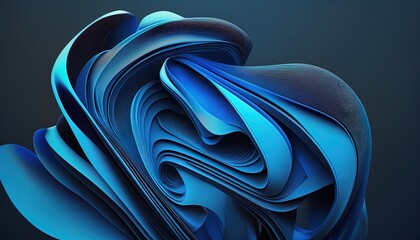 Wall Mural - Abstract blue 3D Business Technology Aurora Silk Background created with generative ai technology