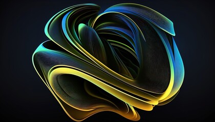 Wall Mural - Abstract yellow 3D Business Technology Aurora Silk Background created with generative ai technology