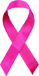 Pink ribbon closeup with transparent background.