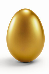 Wall Mural - Perfect golden egg. generative ai. Beautiful shiny golden egg on white background