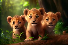 Lion cubs , young lions generative ai 