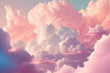 © Alina - Background of fluffy baby pink pastel cotton candy clouds in the sky. Generative AI