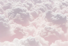 Background Of Fluffy Baby Pink Pastel Cotton Candy Clouds In The Sky. Generative AI  
