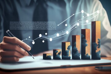 Wall Mural - Businessmen work with stock market investments analyze trading data. Study of graphs and analysis. Ai generative.