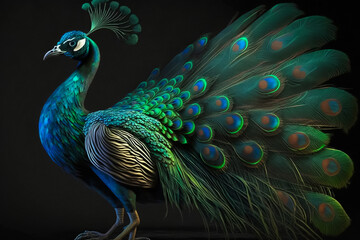 Naklejka na meble The Majestic Beauty of the Peacock in the Forest. Generative AI