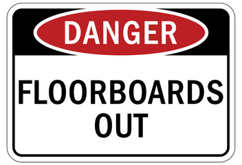 Canvas Print - Fall hazard sign and labels floorboards out