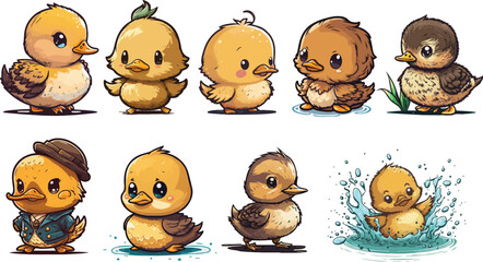 Vector collections of cute duck for kids illustrations