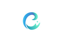 Letter C With Water Splash Effect In Modern Design Logo
