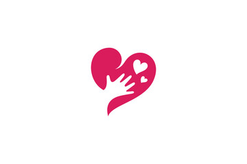 Wall Mural - Care love hand in simple design logo