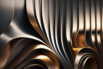 Abstract luxury metal background. Elegant minimalistic chrome pattern for wallpaper, web, digital print design. Post-processed generative AI art