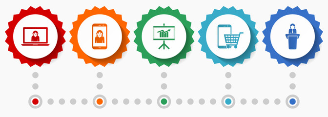 Poster - Online store vector icons, shopping flat design web badges collection, business infographic template