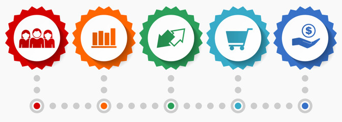 Poster - Trade vector icons, shop flat design web badges collection, business infographic template