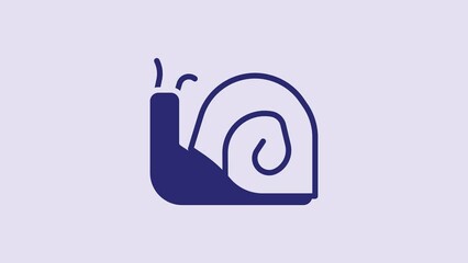 Poster - Blue Snail icon isolated on purple background. 4K Video motion graphic animation